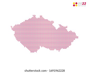 Vector halftone dots red of Czech Republic map. on white background. Organized in layers for easy editing.