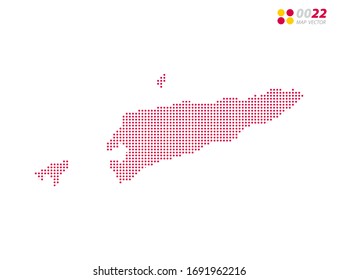 Los puntos de medio tono vectorial del mapa de Timor Oriental. sobre fondo blanco. Organizado en capas para una edición sencilla.