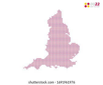 Vector halftone dots red of England map. on white background. Organized in layers for easy editing.