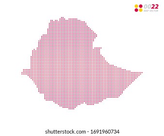 Vector halftone dots red of Ethiopia map. on white background. Organized in layers for easy editing.