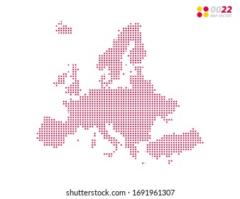 Vektorillustration halftone Punkte rot von Europa Karte. auf weißem Hintergrund. Organisiert in Schichten für einfache Bearbeitung.