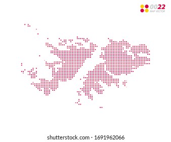Vektorillustration halftone Punkte rot von Falklandinseln Karte. auf weißem Hintergrund. Organisiert in Schichten für einfache Bearbeitung.
