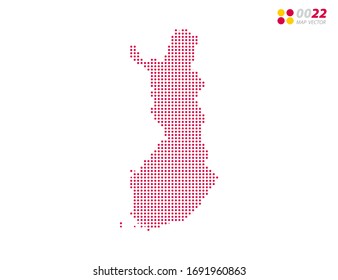 Vector halftone dots red of Finland map. on white background. Organized in layers for easy editing.