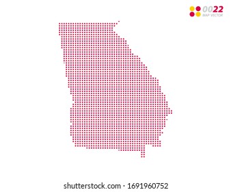 Mapa de puntos de media tonalidad vectorial rojo de Georgia (USA). sobre fondo blanco. Organizado en capas para una edición sencilla.