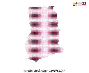 Vektorillustration halftone Punkte rot von Ghana Karte. auf weißem Hintergrund. Organisiert in Schichten für einfache Bearbeitung.