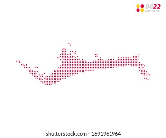 Vector halftone dots red of Grand Bahama map. on white background. Organized in layers for easy editing.