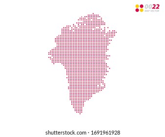 Vektorillustration halftone Punkte rot von Grönland Karte. auf weißem Hintergrund. Organisiert in Schichten für einfache Bearbeitung.
