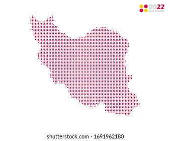 Vector halftone dots red of Iran map. on white background. Organized in layers for easy editing.