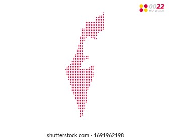 Vector halftone dots red of Israel map. on white background. Organized in layers for easy editing.