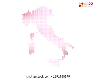 El vector de mitad de tono de rojo del mapa de Italia. sobre fondo blanco. Organizado en capas para una edición sencilla.