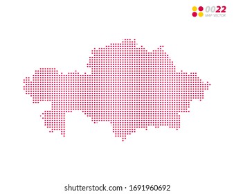 El vector de mitad de tono se pone rojo del mapa de Kazajistán. sobre fondo blanco. Organizado en capas para una edición sencilla.