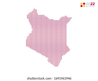 Vector halftone dots red of Kenya map. on white background. Organized in layers for easy editing.