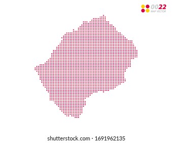 El vector de mitad de tono de color rojo del mapa de Lesoto. sobre fondo blanco. Organizado en capas para una edición sencilla.