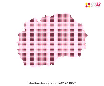 Vector halftone dots red of Macedonia map. on white background. Organized in layers for easy editing.