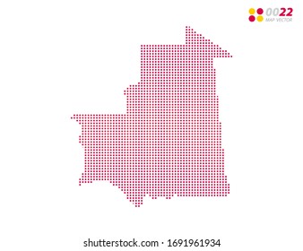 El vector de mitad de tono rojo del mapa de Mauritania. sobre fondo blanco. Organizado en capas para una edición sencilla.