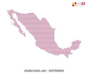 Vector halftone dots red of Mexico map. on white background. Organized in layers for easy editing.