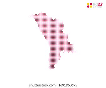 Vector halftone dots red of Moldova map. on white background. Organized in layers for easy editing.