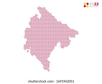 Vector halftone dots red of Montenegro map. on white background. Organized in layers for easy editing.