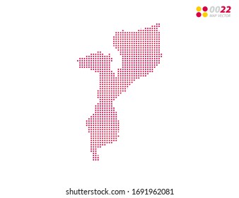 Vektorillustration halftone Punkte rot von Mosambik Karte. auf weißem Hintergrund. Organisiert in Schichten für einfache Bearbeitung.