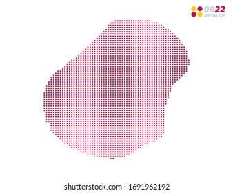 Los puntos de medio tono del vector son rojos del mapa de Nauru. sobre fondo blanco. Organizado en capas para una edición sencilla.