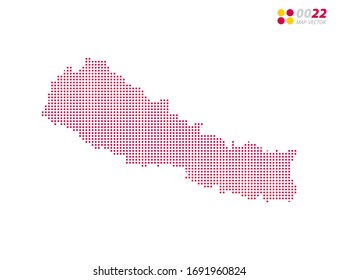 Vector halftone dots red of Nepal map. on white background. Organized in layers for easy editing.