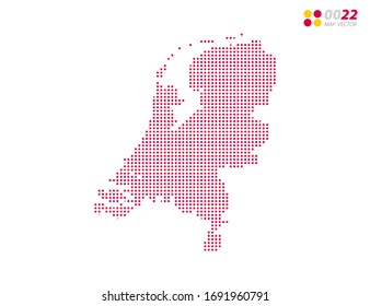 Vector halftone dots red of Netherland map. on white background. Organized in layers for easy editing.