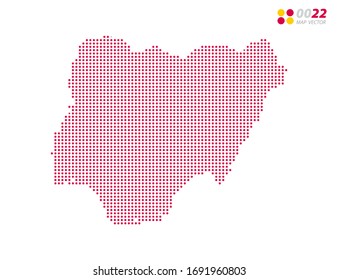 Vector halftone dots red of Niger map. on white background. Organized in layers for easy editing.