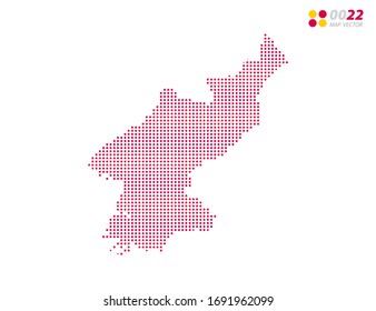 Vector halftone dots red of North Korea map. on white background. Organized in layers for easy editing.