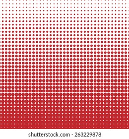 Vector halftone dots. Red dots on white background. Vector illustration.
