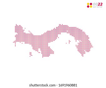 Vector halftone dots red of Panama map. on white background. Organized in layers for easy editing.