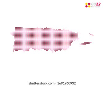 Vector halftone dots red of Puerto Rico map. on white background. Organized in layers for easy editing.