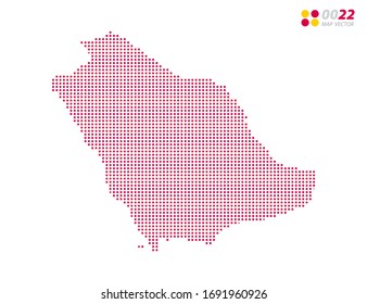 Vector halftone dots red of Saudi Arabia map. on white background. Organized in layers for easy editing.