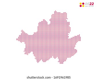 Vector halftone dots red of Seoul map. on white background. Organized in layers for easy editing.