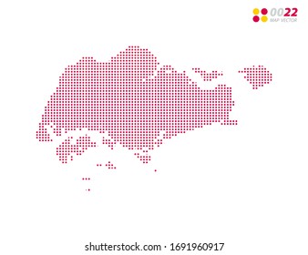 El vector de mitad de tono se pone rojo del mapa de Singapur. sobre fondo blanco. Organizado en capas para una edición sencilla.