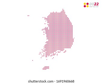 El vector de mitad de tono rojo del mapa de Corea del Sur. sobre fondo blanco. Organizado en capas para una edición sencilla.