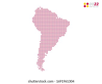 Vector halftone dots red of South America map. on white background. Organized in layers for easy editing.