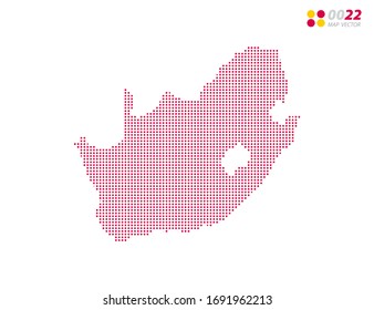 Vector halftone dots red of South Africa map. on white background. Organized in layers for easy editing.