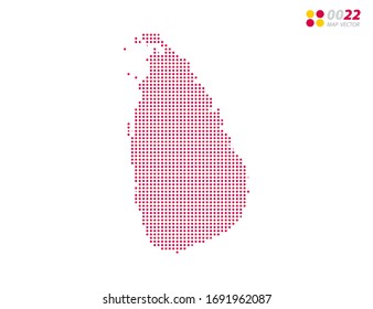 Vector halftone dots red of Sri Lanka map. on white background. Organized in layers for easy editing.