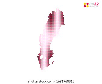 Mapa de Suecia con puntos de semitonos vectoriales. sobre fondo blanco. Organizado en capas para una edición sencilla.