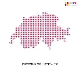 El vector de mitad de tono rojo del mapa de Suiza. sobre fondo blanco. Organizado en capas para una edición sencilla.