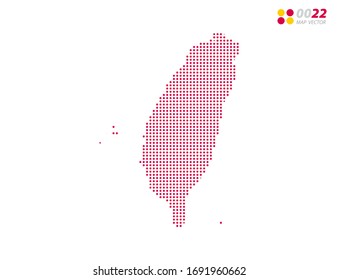 El vector de mitad de tono se pone rojo del mapa de Taiwán. sobre fondo blanco. Organizado en capas para una edición sencilla.