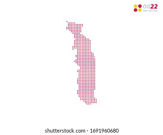 Vector halftone dots red of Togo map. on white background. Organized in layers for easy editing.