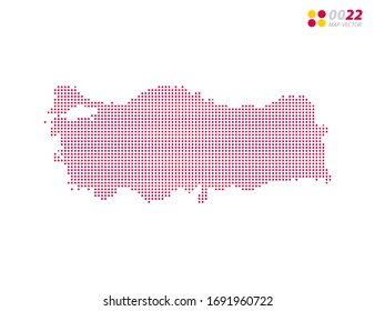Vector halftone dots red of Turkey map. on white background. Organized in layers for easy editing.