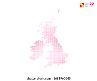 Vector halftone dots red of United Kingdom (UK) map. on white background. Organized in layers for easy editing.