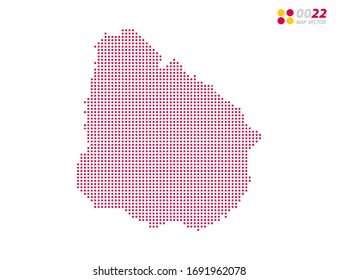El vector de mitad de tono rojo del mapa de Uruguay. sobre fondo blanco. Organizado en capas para una edición sencilla.
