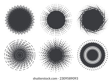 Vector halftone dots round shapes.