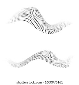 Vector halftone dots shapes. Dynamic waves form. 