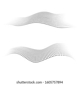 Vector halftone dots shapes. Dynamic waves form. 