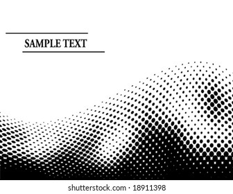 Vector half-tone dots wave with sample text