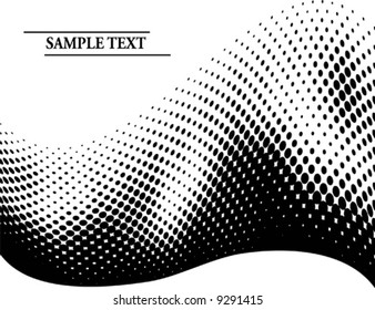 Vector half-tone dots wave with sample text